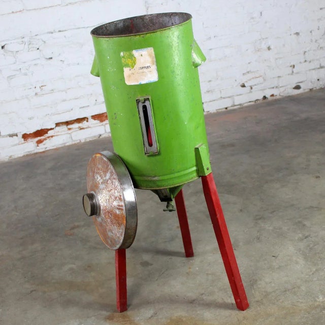 Green Early to Mid-20th Century Antique Rustic Gravity Cream Separator Green Metal Can on Red Legs For Sale - Image 8 of 12