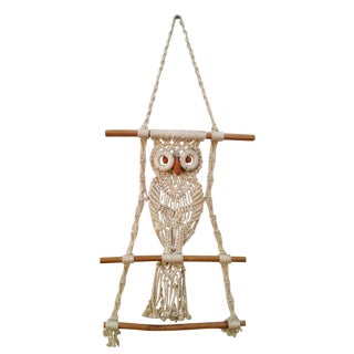 70's Macrame Wall Owl For Sale