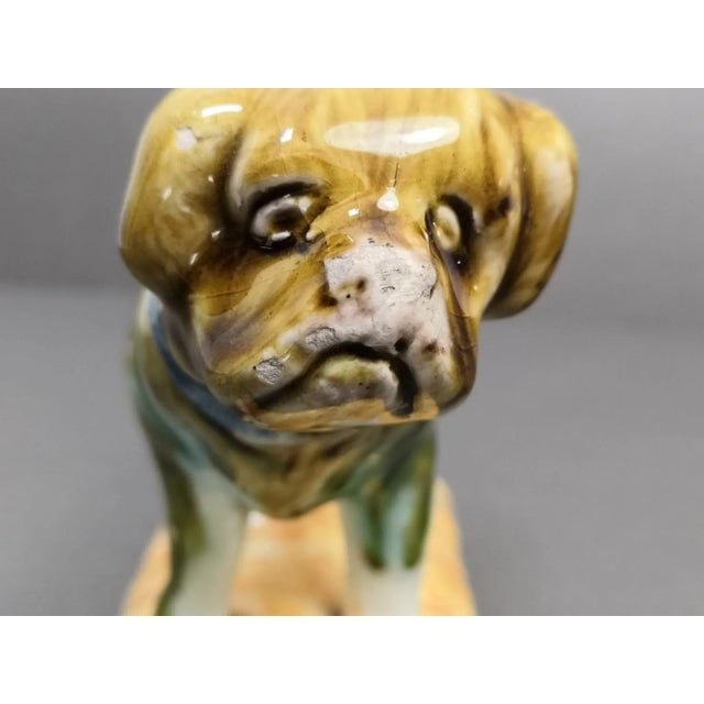 Ceramic Glazed Dogs from Sargadelos, Set of 2, in Worn conditions. Designed before 1890 This piece is attributed to the...
