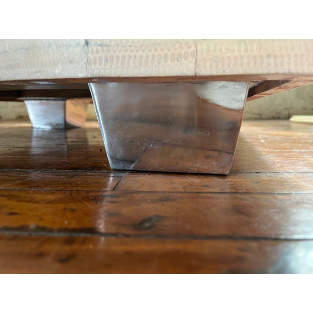 Beige Motivated Seller: 1980s Postmodern Beige Cube Table on Chrome Feet For Sale - Image 8 of 13
