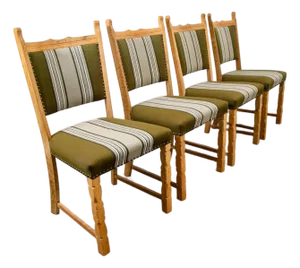 Mid Century Danish Modern Dining Chairs Set 4 Attributed to Henning Kjaernulf White Oak Green