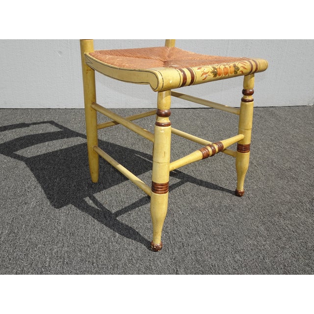 Pair of Two French Country Hand Painted Rush Seat Accent Chairs Chairish