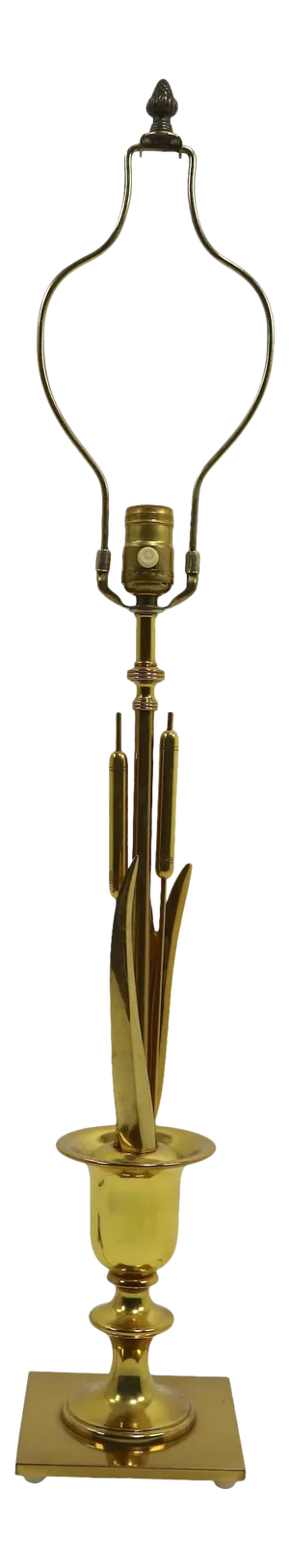 1960s Mid Century Brass Cattail Table Lasmp