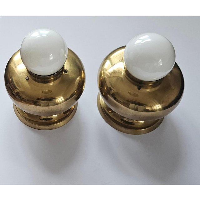 Mid-Century Modern Mid-Century Brass Flush Mounts, Italy, 1970s, Set of 2 For Sale - Image 3 of 14