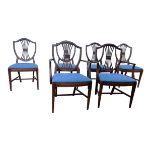 Early 20th Century Set of 5 Antique Mahogany Shield Back Dining Chairs