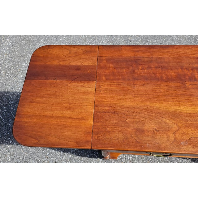 Mid-Century Henkel Harris Cherry Two-Tier Drop-Leaf Rolling Bar Cart Server For Sale - Image 10 of 11