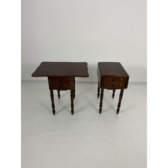 Wood Victorian Style Folding Bedside Tables, 1960s, Set of 2 For Sale - Image 7 of 10