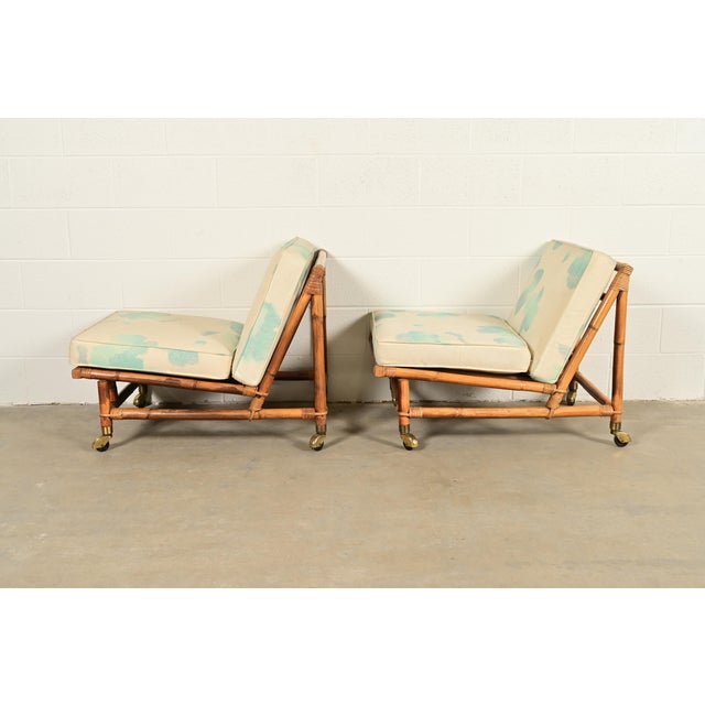 John Wisner for Ficks Reed Mid-Century Hollywood Regency Bamboo Rattan Lounge Chairs, Pair For Sale In South Bend - Image 6 of 9