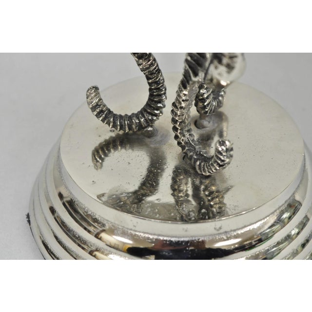 Contemporary Decorative Nautical Silver Plated Seahorse Clamshell Pedestal Compote Candy Dish For Sale - Image 9 of 13