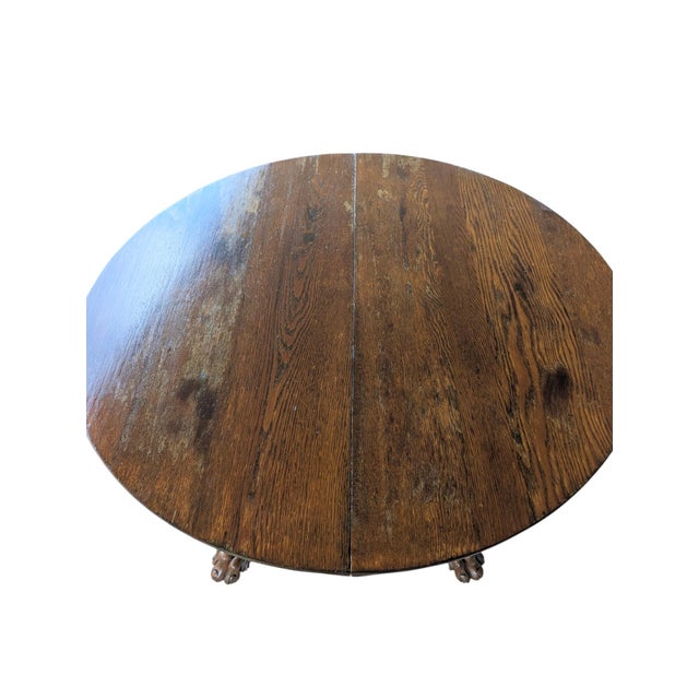 Late 19th Century Antique Carved Oak Lion Head Pedestal Dining Table With 3 Leaves - 42" to 69" For Sale - Image 5 of 16