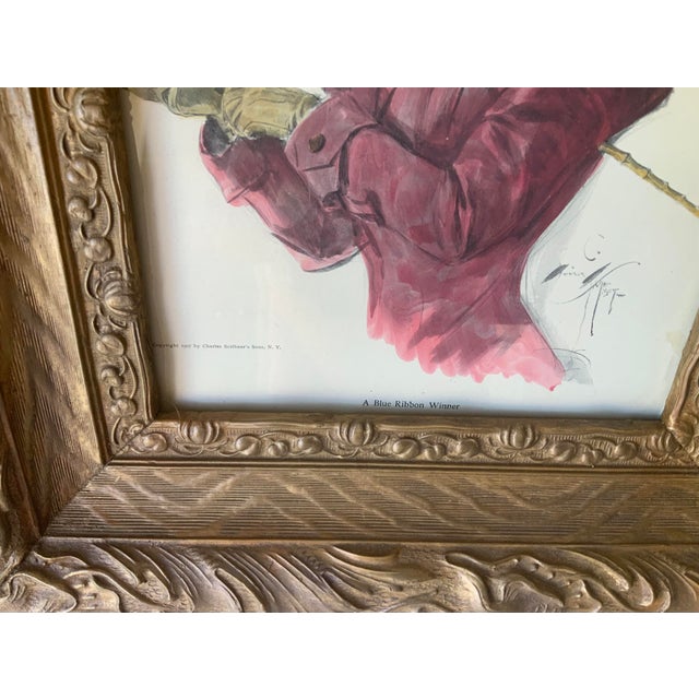 Traditional 1900s Signed Harrison Fisher Lithograph Titled “A Blue Ribbon Winner” For Sale - Image 3 of 5