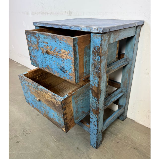 Industrial Blue Wood Chest of Drawers, 1950s For Sale - Image 15 of 18