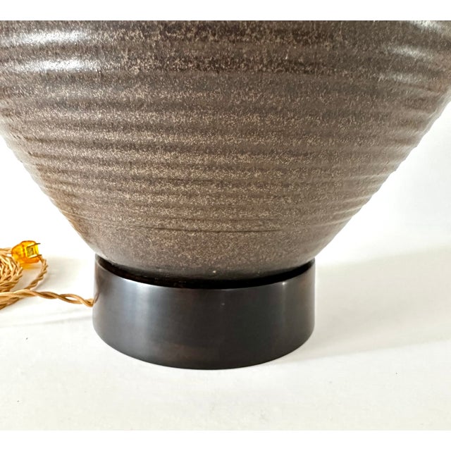 1960s Mid Century Modern Extra Large Hand Thrown Stoneware Lamp For Sale - Image 14 of 18