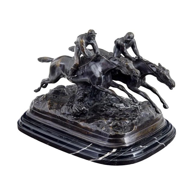 Olive Vintage Horse Racing Desk Top in Bronze and Marble, 1990s For Sale - Image 8 of 8
