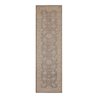 Boho Chic Ziegler 1990's Brown/Ivory Wool Runner Rug- 2'9'' X 9'10'' For Sale