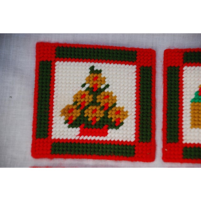 Vintage Handmade Needlepoint Holiday Coasters Set of 4 Chairish