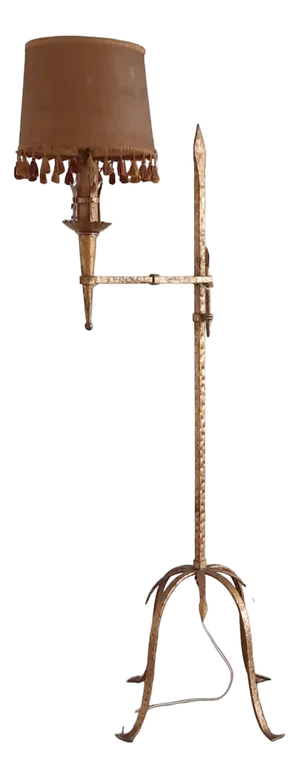French Gilt Metal Floor Lamp with Swing Arm, 1950s-1960s