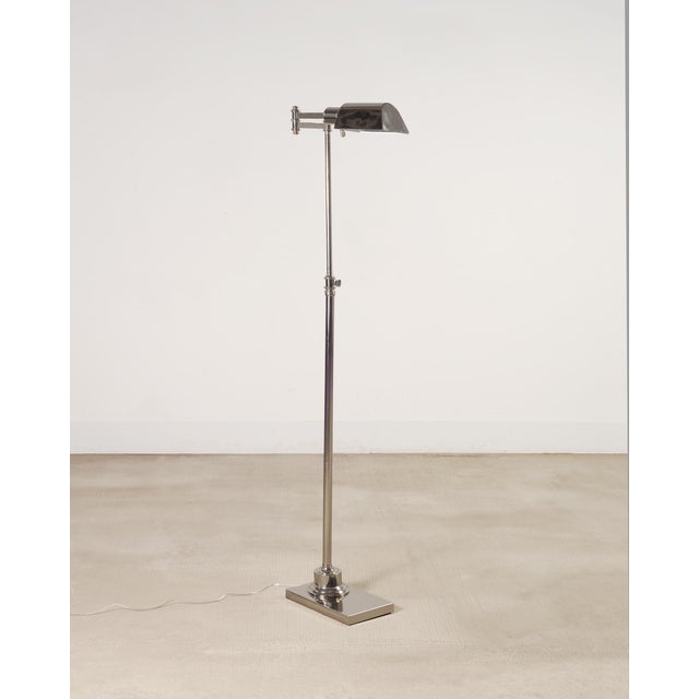 Chrome Ralph Lauren Style Adjustable Polished Nickel Pharmacy Floor Lamp For Sale - Image 8 of 15