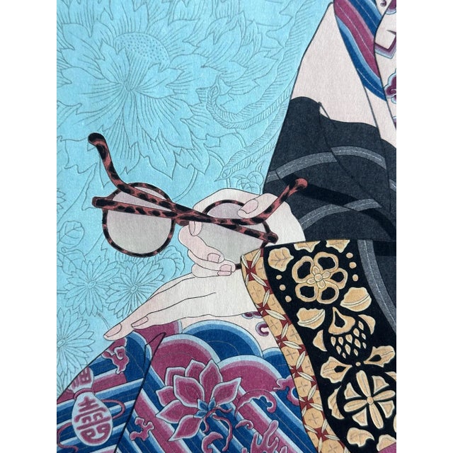 Japanese Woodblock Print Le Mandarin Aux Lunettes by Paul Jacoulet For Sale - Image 9 of 12