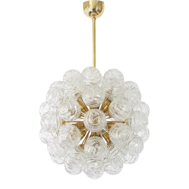 German Sputnik Chandelier with Snow Glass Ball from Doria, 1970s For Sale