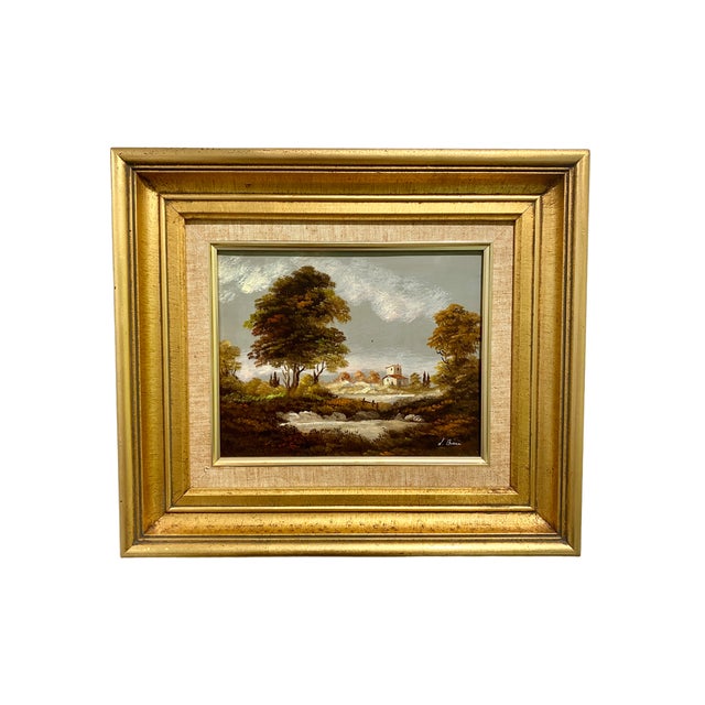This is a beautiful pair of traditional Italian landscape paintings by listed artist L. Bini, created in the mid-20th...