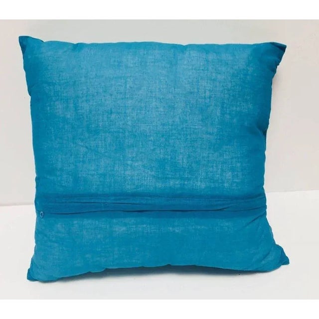Throw Decorative Turquoise Moorish Pillow Embellished With Sequins and Beads For Sale - Image 12 of 12