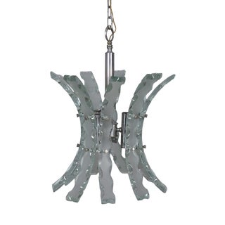 Vintage Worked Glass Chandelier from Zeroquattro, 1970s For Sale