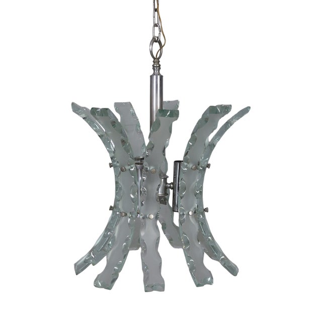 Vintage Worked Glass Chandelier from Zeroquattro, 1970s For Sale