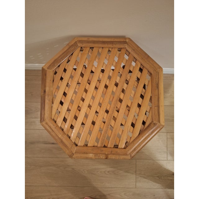 Mid-Century Modern 1970s Bamboo Bohemian Table Octagonal Folding Side Table For Sale - Image 3 of 7