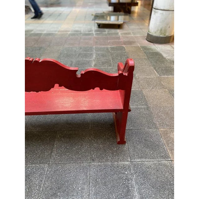 Venetian Red Wooden Bench For Sale - Image 3 of 10