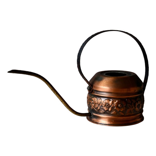 Vintage Bohemian Copper Cactus Watering Can, 1960s For Sale