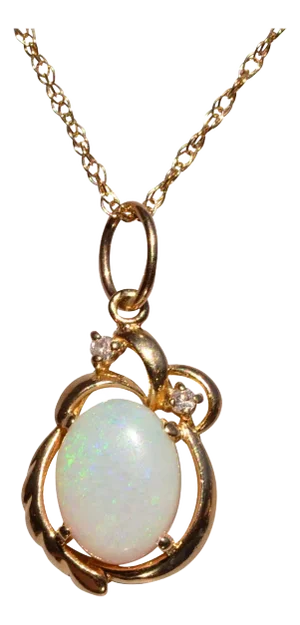 The 98th Street: Australian Opal and Diamond Mid Century Necklace in Yellow Gold