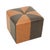 Nice square vintage pouf in patchwork style, made from a wooden base and upholstered in high-quality two-tone brown and...