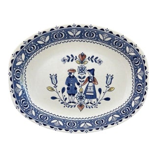Vintage Johnson Bros Staffordshire Old Granite Ironstone "Hearts & Flowers" Serving Platter - 12 1/4" X 9 5/8" For Sale