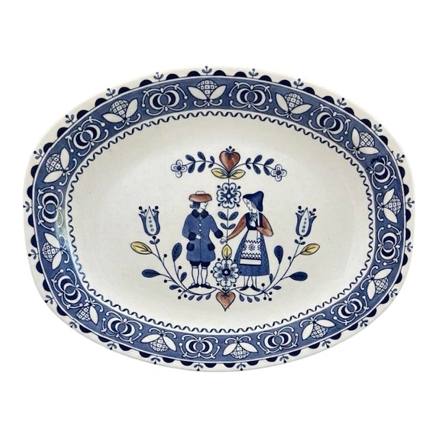 Vintage Johnson Bros Staffordshire Old Granite Ironstone "Hearts & Flowers" Serving Platter - 12 1/4" X 9 5/8" For Sale