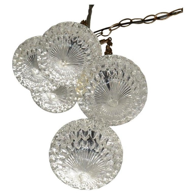 1970s Five Crystal Prisms Swag Pendant Chandelier Neoclassical French Inspired For Sale In Miami - Image 6 of 15