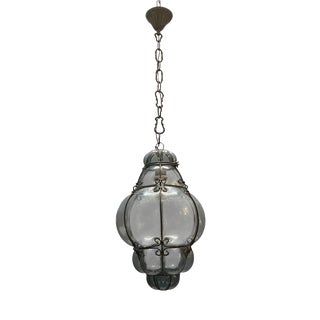 Wrought Iron Murano Glass Pendant Light, 1960s For Sale