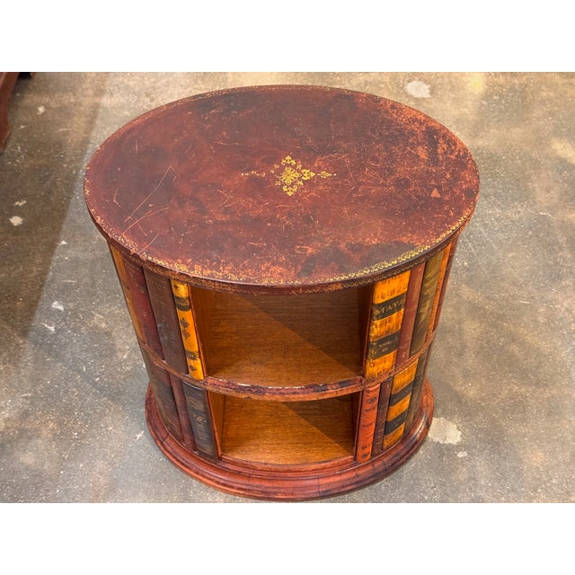 Wood Mid 20th Century English Leather Book Table For Sale - Image 7 of 9