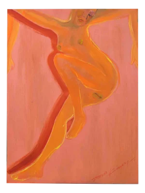 Anastasia Kurakina, Woman in Orange, Oil on Cardboard, 2018