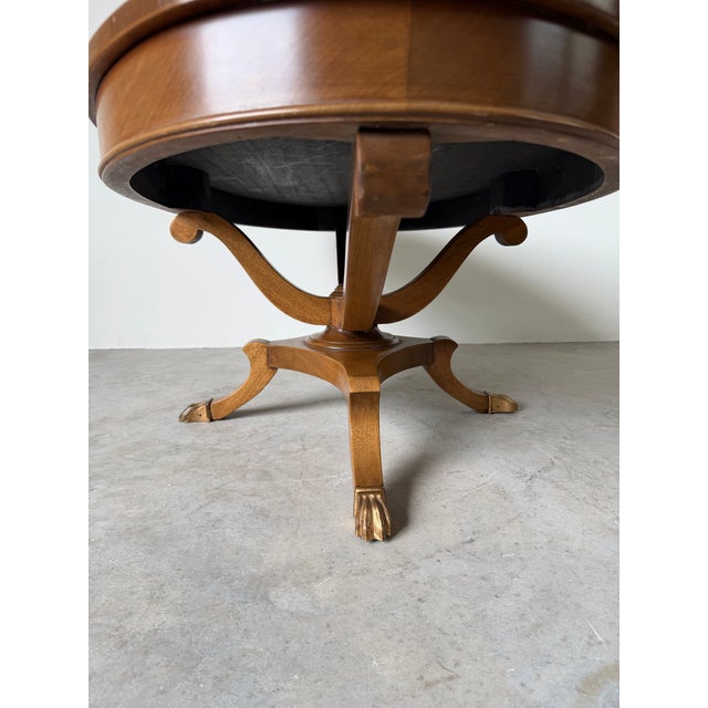 1960s Hollywood Regency Neoclassical Style Mahogany Oval Coffee Table With Brass Claw Feet For Sale - Image 12 of 12