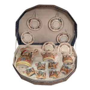 Mid 20th Century Capodimonte Chocolate Demitese Set