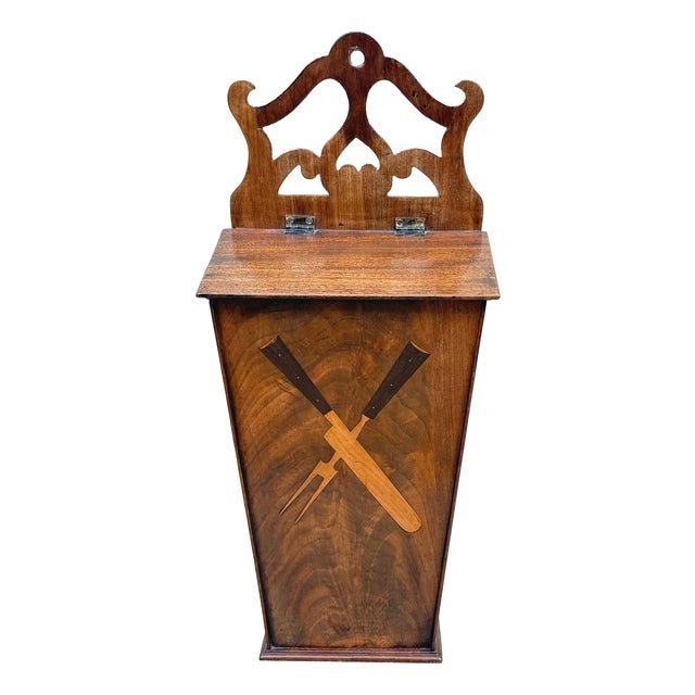 Georgian Mahogany Wall Cutlery or Candle Box, 1800s For Sale