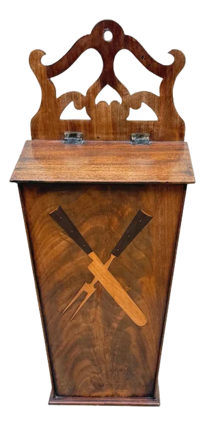 Georgian Mahogany Wall Cutlery or Candle Box, 1800s
