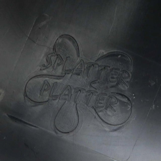 1970s Mid Century Modern Trays Round Black Plastic Splatter Platters by Sabe’s For Sale - Image 5 of 13