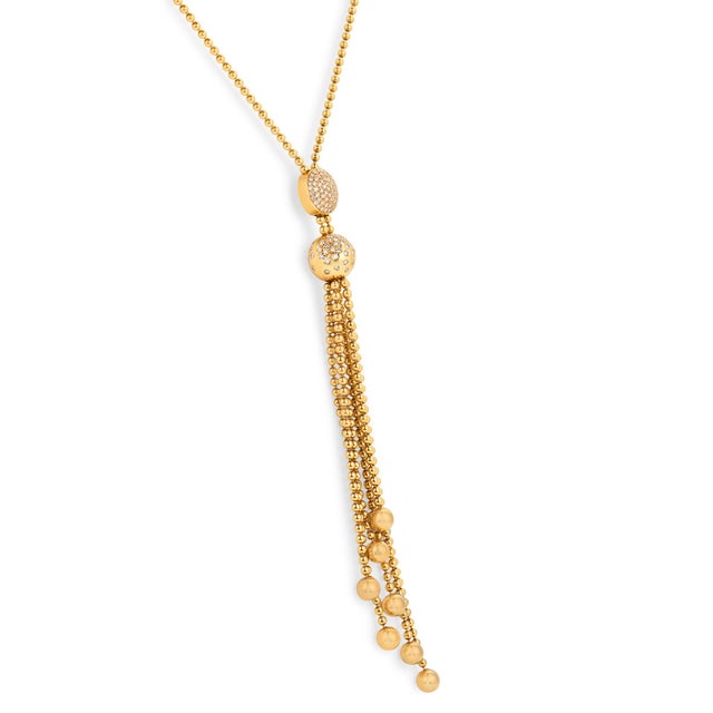 Contemporary Mid 20th Century Cartier Diamond 18k Yellow Gold 'Draperie De Decollete' Lariat Necklace For Sale - Image 3 of 7