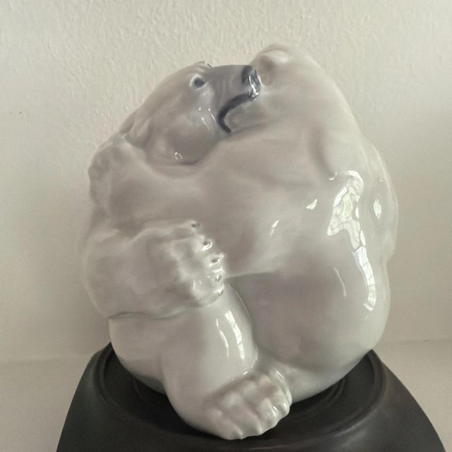 Figurative 1970s Royal Copenhagen Fighting Polar Bears Figurine Number 2317 Denmark - With Stand For Sale - Image 3 of 6