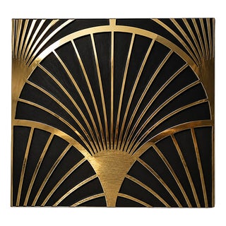 Black Glass and Brass Panel, 1980s For Sale