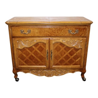 Louis XV Style Carved Fruitwood Parquetry Bar Server For Sale