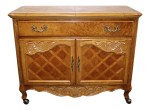 Louis XV Style Carved Fruitwood Parquetry Bar Server