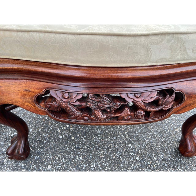 Exquisite Pair of 20th-Century Chinese Hand-Carved Rosewood Dragon Armchairs For Sale - Image 10 of 12